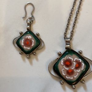 Vintage Handmade ceramic necklace and earrings